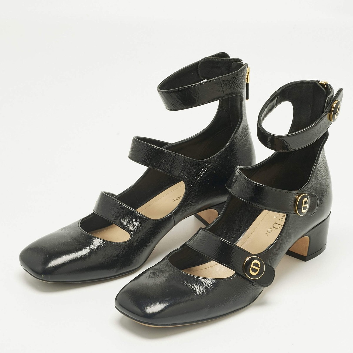 Dior Black Leather BabyD Mary Jane Pumps Size 37.5 | eBay