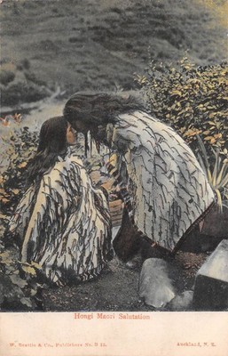 POSTKARTE NEUSEELAND HONGI MAORI FEIER