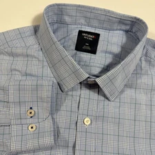 UNTUCKit Fit by DXL Shirt Mens 3XL Mason Performance Nylon Blue Plaid LS Button