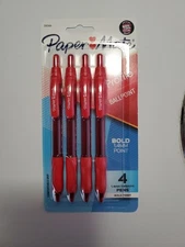 Paper Mate Ballpoint Profile Comfort Grip Bold 1.4mm Red 4 Pens Total
