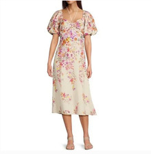 Alex Marie Monroe Floral Puff Sleeve Dress Easter Pastel Party Nwt 14