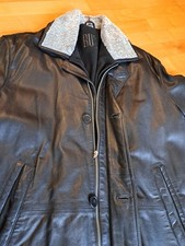 Gefutterte Schwarze Männer Lederjacke, Größe 50, Bush, Innenteil mit Kunstpelz