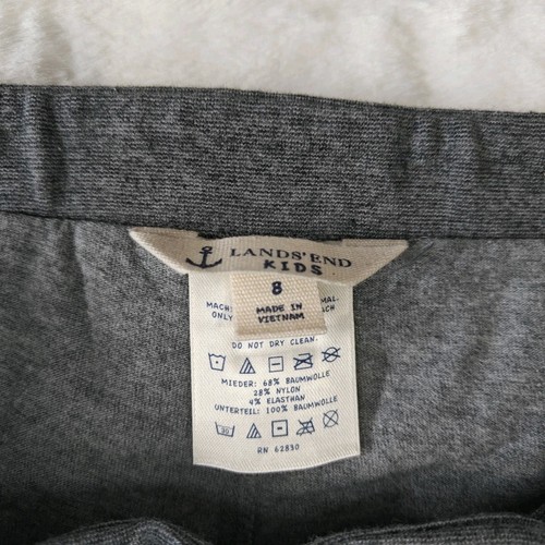 Lands End Girls Sz 8 A Line Mini Skirt Skort Gray Pleated Stretch Pockets Bow - Picture 4 of 4