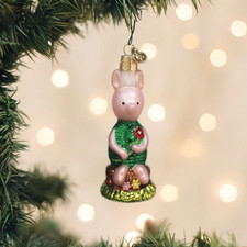 Old World Christmas Piglet Glass Holiday Orna...
