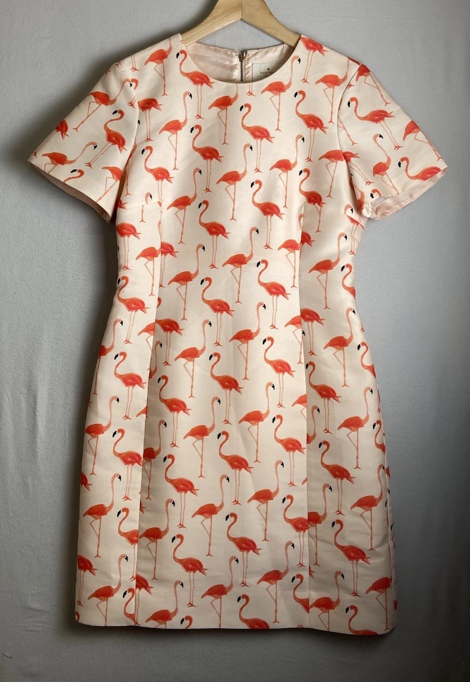 Abito tubino donna Kate Spade multicolore stampa fenicottero manica corta taglia 6