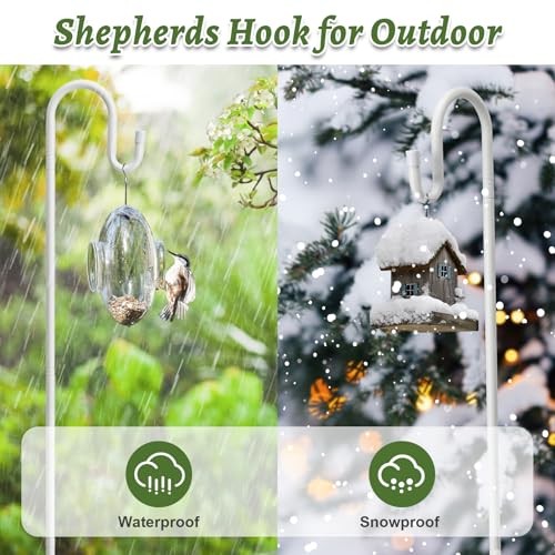 Shepherds Hook for Outdoor, 62 Inch Adjustable Bird Feeder Pole 62 inch White - Picture 6 of 8