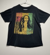 BOB MARLEY 1945 Zion Roots Ware Graphic Print T-Shirt Reggae Music Black XL 0104
