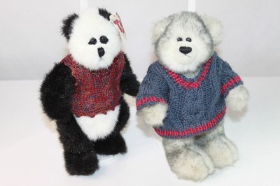 VTG Ty Attic Treasures (Lot of 2) Checkers the Panda 6031 & Fairbanks Gray Bear