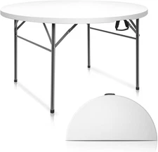 VINGLI 48" Round Bi-Folding Commercial Table, 4 Feet Portable Table,1-Pack