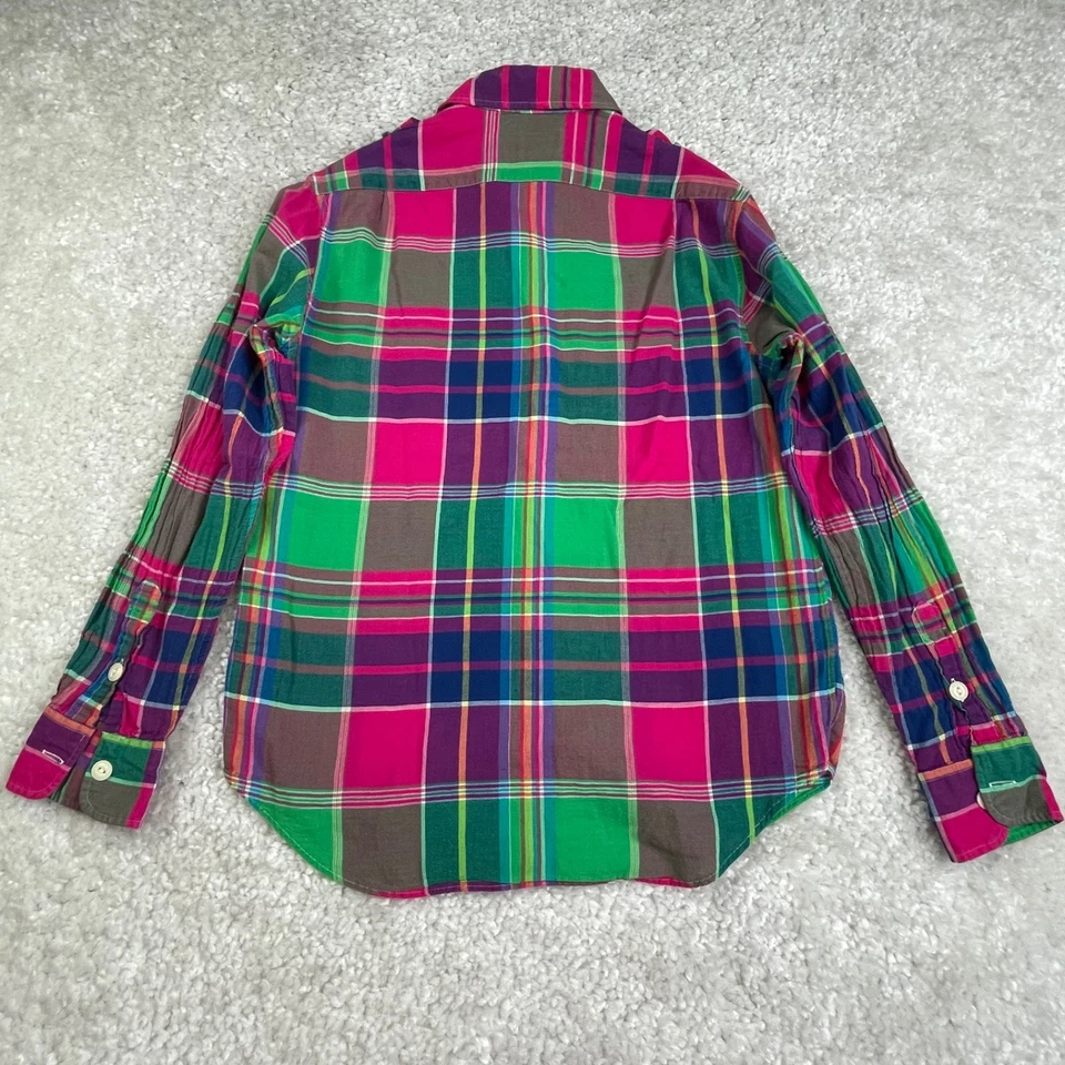 Polo Ralph Lauren Plaid Green Pink Long Sleeve Shirt  Womens XS - Image 2 of 4