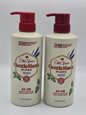 Old Spice GentleMan's Blend Lavender & Mint 24H-Body & Face Wash- 2 Pack- Rare 