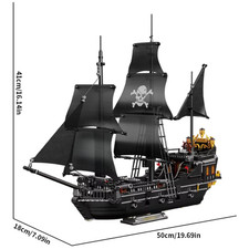 1424PCS Nero Nave Pirata Building Blocks Scheletro Fantasma Barca Modello Di Mon