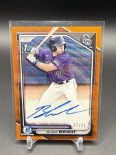 Blake Wright 2024 Bowman Draft #CPA-BW Orange Wave /25 *On Card* AUTOGRAPH