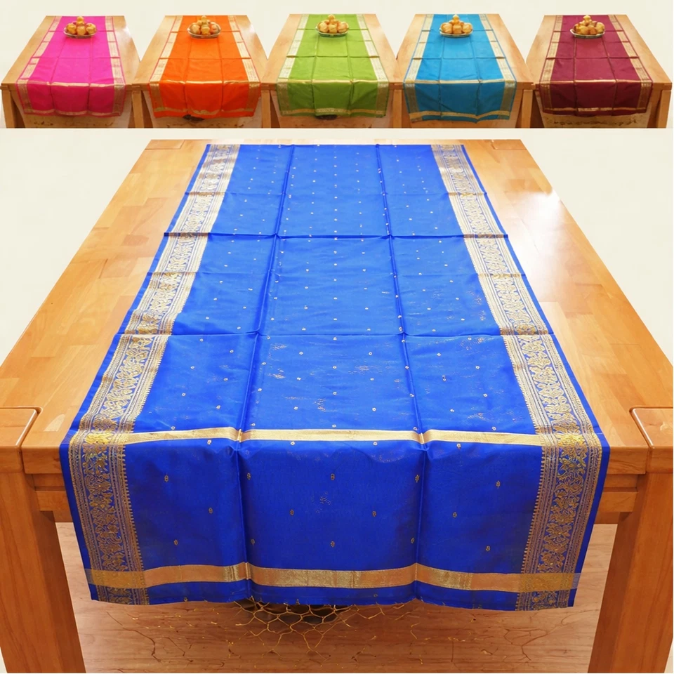 Tischläufer 220 cm x 55 cm Sari Tischdecke Brokat Schal Orient Läufer Indien 1 - Bild 1 von 1