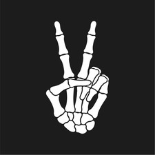 Skeleton Peace Hand Sign Vinyl Decal Bone Fingers Car Window Laptop sticker