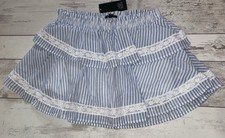 Wild Fable Tiered Lace Trim Mini Skirt Skort size L large - Blue/White - NEW