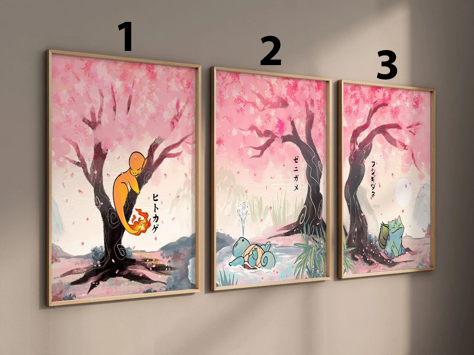 Pokemon Sakura Spring Japanese Art Minimal Wall Poster Set