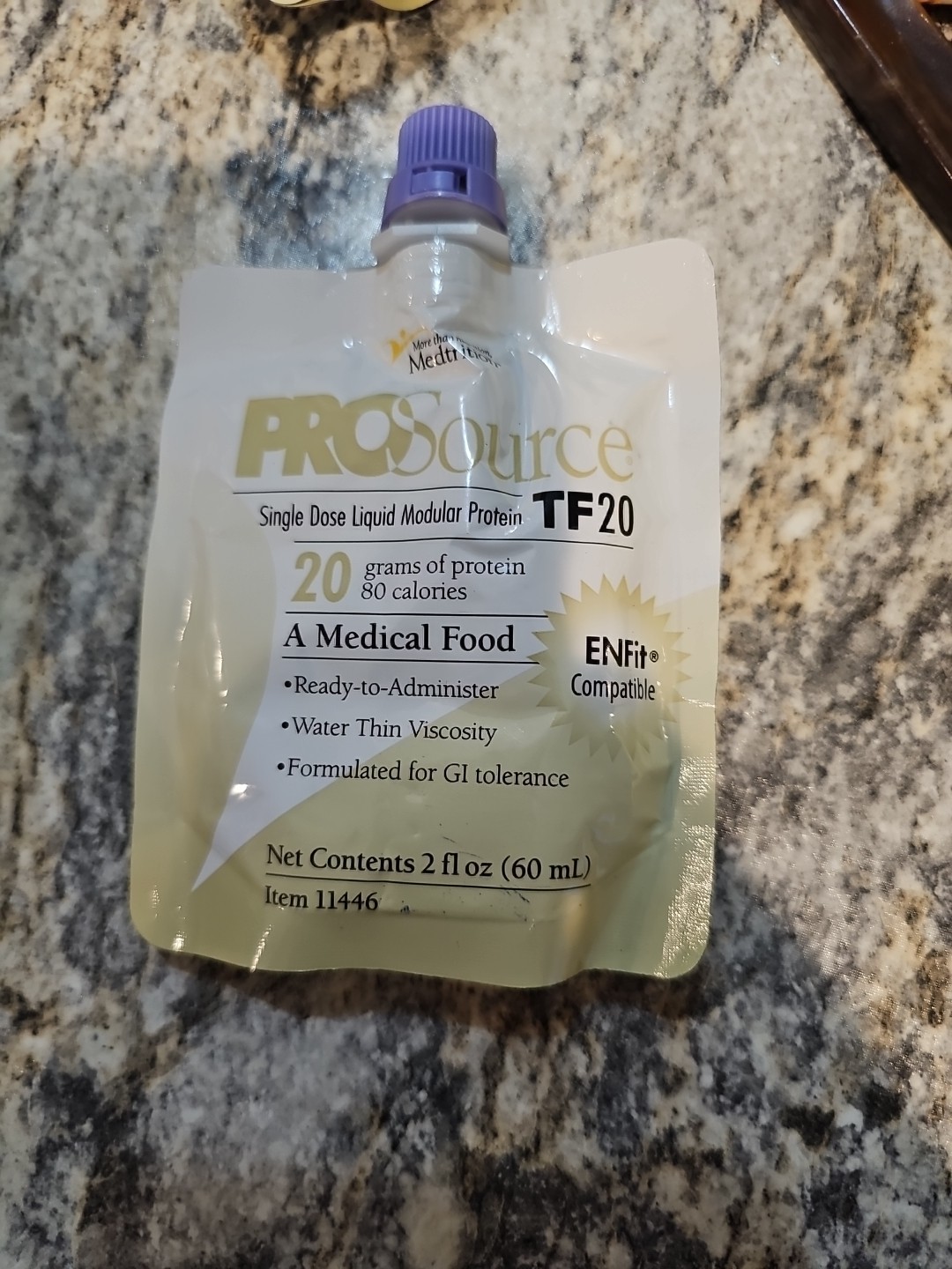 2 -ProSource TF20 Tube Feeding Formula Unflavored Liquid 60 mL Pouche ...