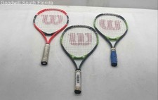 Set Of 3 Pcs Wilson Federer Multicolor Sporting Equipment Round Tennis Racquet