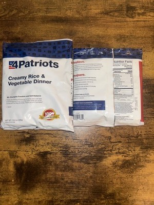 4Patriots Creamy Rice & Vegetable Dinner Survival Emergency Food 8 servings MRE