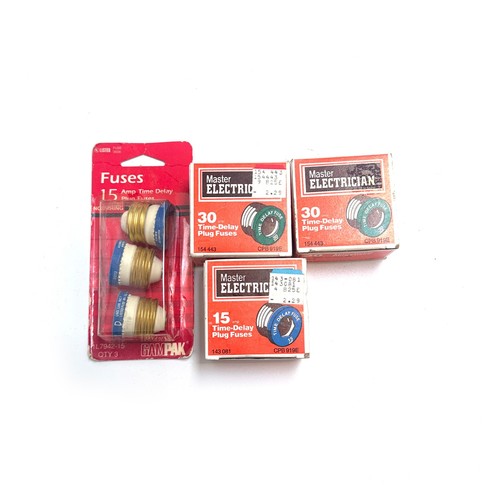 Vintage Master Electric & Gampak Plug Fuse Lot - 15 & 30 Amp Edison Base