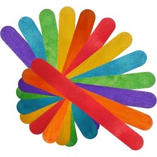 Colored Jumbo Wooden Craft Sticks Popsicle Sticks 6 Inch 50 Pack 3/4 Inch Wide