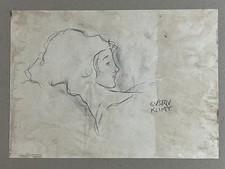 GUSTAV KLIMT drawing and painting on old paper signed stamped vintage