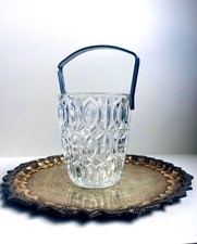 Mid-century French Glass Champagne Bucket .Vintage wine cooler. Cocktail Party A