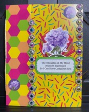 Blank Journal/Diary Handmade Embellished Yellow Green Pink Orange Red Blue