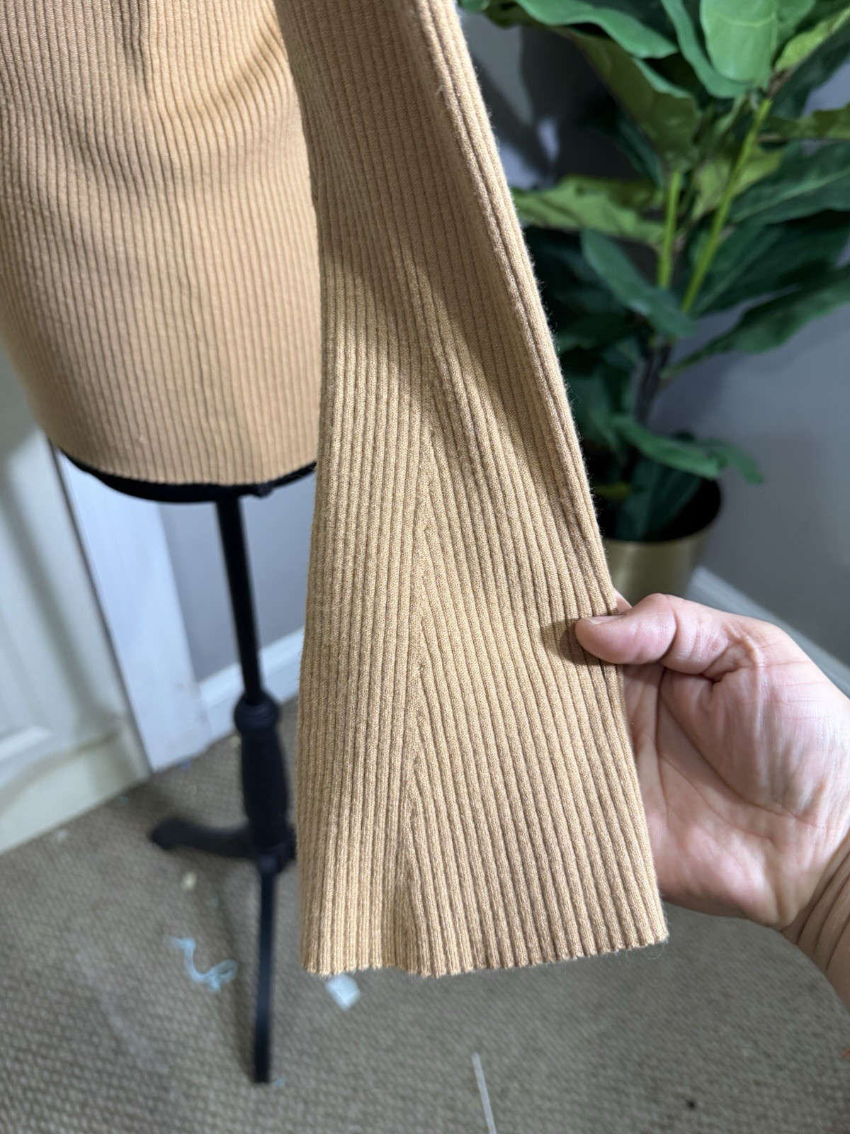 LOFT Camel Button Down Ribbed Top - image 5