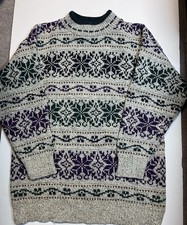 VTG Wool Knit Sweater Nordic Snowflake Grandpacore Winter Winona Cozy Ski M