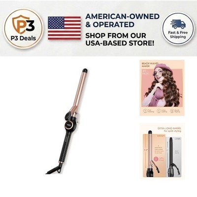 Professional 3/4 Inch Curling Iron - Adjustable Temps & 60% Less Hair Damage