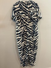 ASOS Blue And Cream Animal Print Jumpsuit Size 4 NWT 
