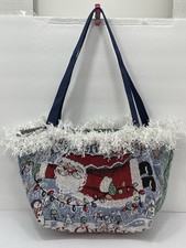 VTG Handmade Tapestry Christmas Tote Bag  Lighten Up- It  s Christmas  