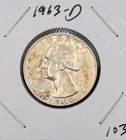1963-D Denver Mint Silver Washington Quarter Coin 90% Silver