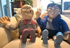 Two of the Three Stooges 22" Dolls: Moe & Curly. Stands & one w/Original Tag 96' — photo 1