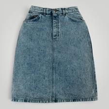 VTG Lee Denim Skirt Womens 8 USA Made Acid Wash High Rise A Line Knee Length