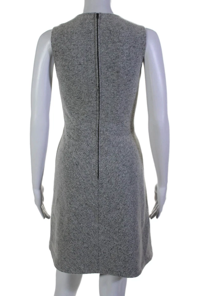 Теория женщин шерсти круглый вырез без рукавов с подкладкой Midi карандаш платье серый размер 6 - Изображение 3 из 4