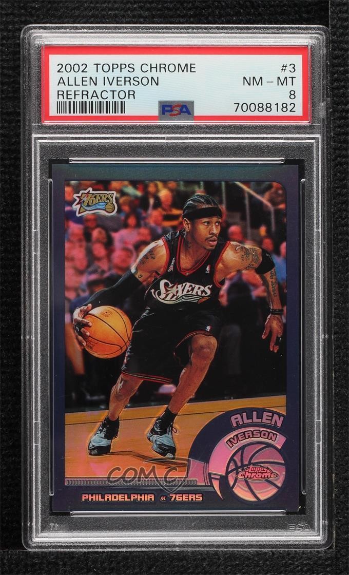 2002-03 Topps Chrome Refractor Allen Iverson #3 PSA 8 HOF