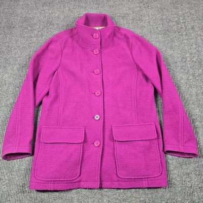 ime L.L.Bean Coat Womens L Purple Bellandi Italian Boiled Wool