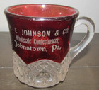 Red Ruby Flash Punch Cups Souvenir Glass Challis Johnstown, PA Confectioners — photo 4