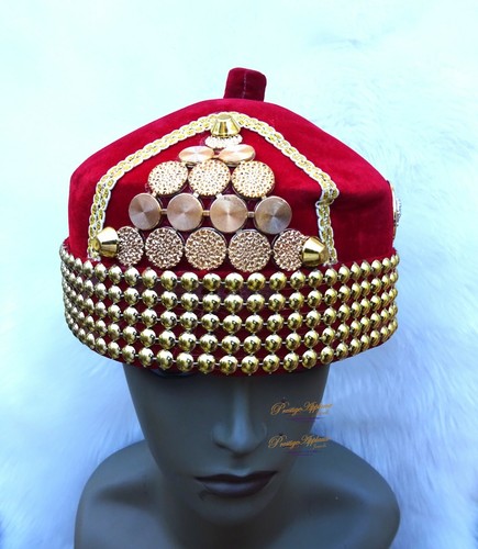 Häuptling verzierter Igbo Edo Hut Bräutigam Hochzeit Yoruba traditionelle Kleidung - Bild 14 von 48