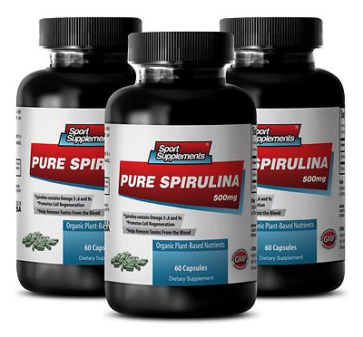 Organic SPIRULINA  500mg 100% Plant-Based  Extract, Weight Loss,Potassium 3Bot  