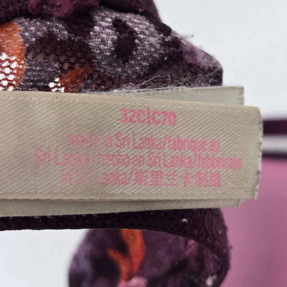 Sujetador Victoria's Secret ROSA Mujer 32C Púrpura Floral Estampado Animal Push Up Encaje Foto 4 de 4