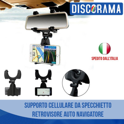 SUPPORTO DA AUTO SPECCHIETTO RETROVISORE CELLULARI NAVIGATORE SMARTPHONE 00778 E - Foto 8