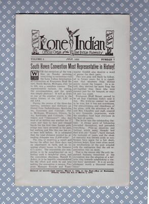 Lone Scouts - LIF Lone Indian Fraternity  Vol. 8  No. 7  Jul  1933  -Excellent