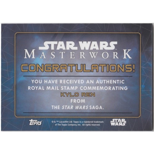 2016 Topps Star Wars Masterwork Kylo Ren Royal Mail Stamp 185 /249 - Picture 2 of 2