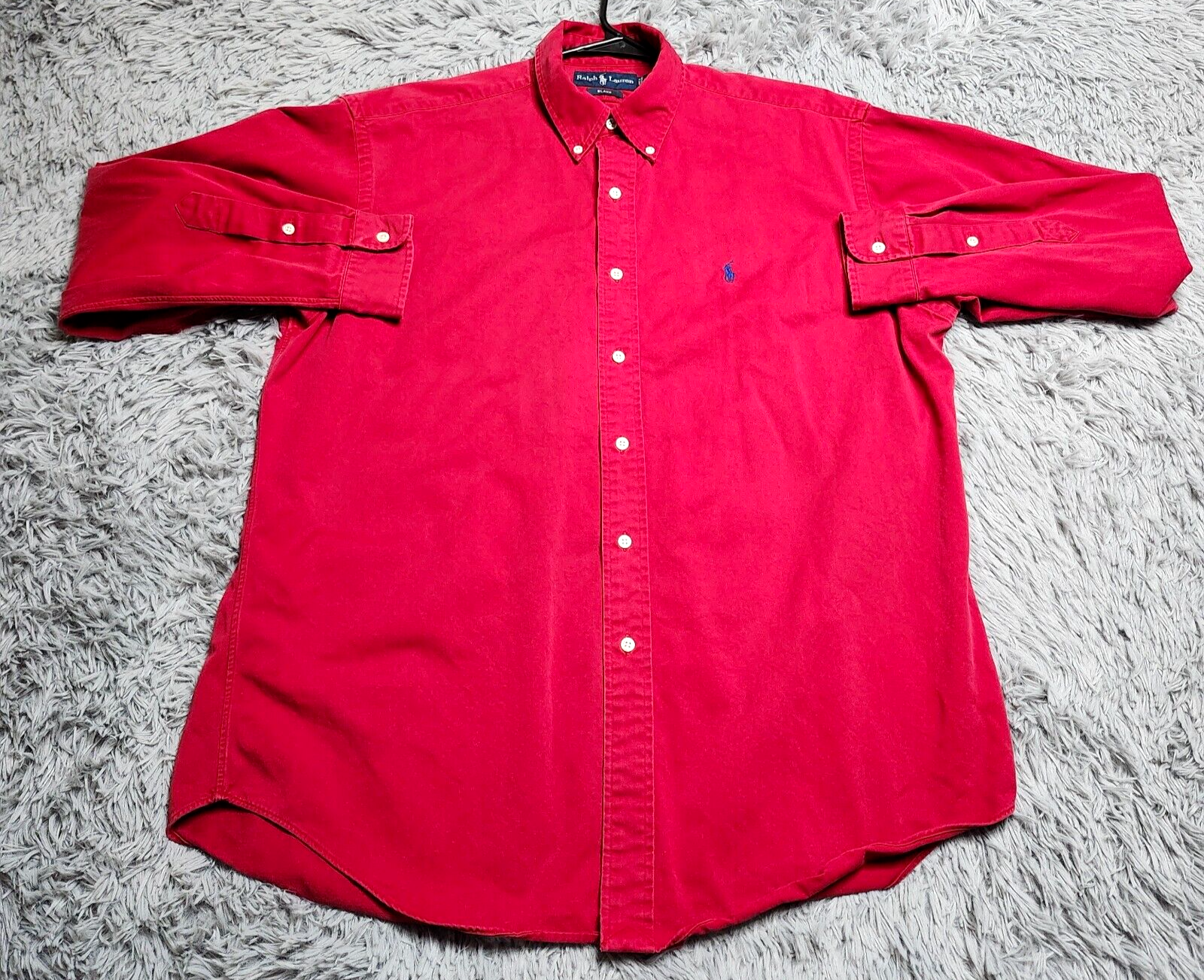 Camicia vintage Ralph Lauren Blake abbottonata uomo grande rossa tinta unita classica pony