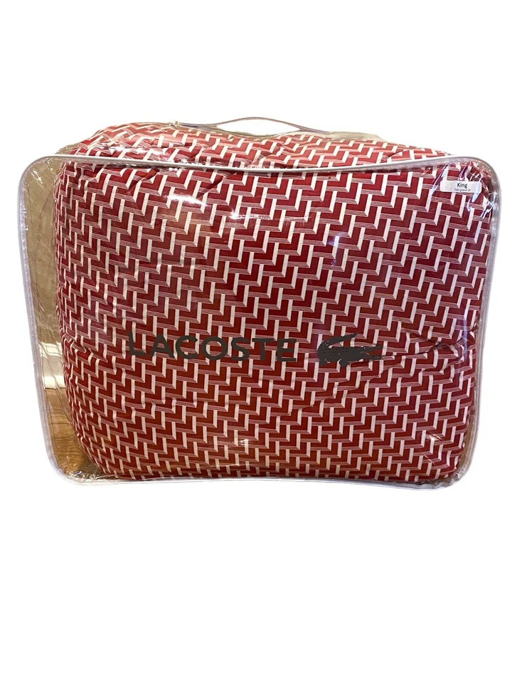 Juego de edredón Lacoste Home Drive Collection King 2 fundas rojas juego de 3 piezas nuevo Foto 2 de 4