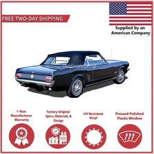 Fits Ford mustang Convertible Soft Top Replacement & Plastic Window 1964-66 BLK